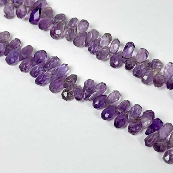 Vintage Natural Amethyst Beaded Necklace 16” Faceted Teardrop Gemstone Boho - Picture 7 of 13